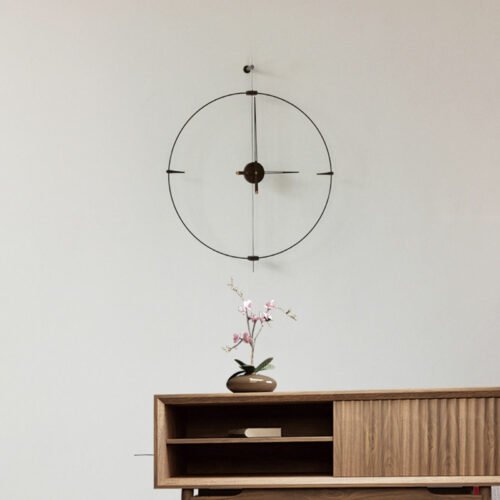 Minimalist Metal Ring Large Wall Clock Silent Modern Design Home Decor Black