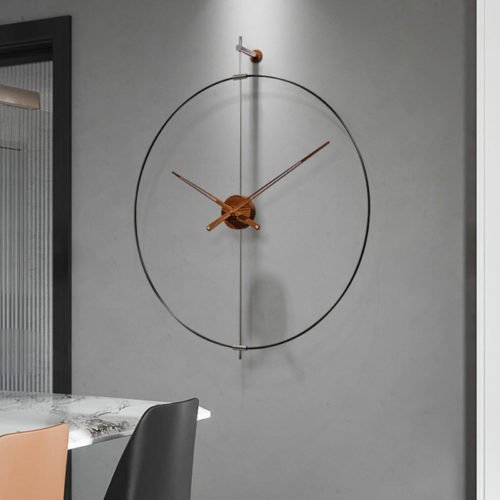 Minimalist Metal Ring Silent Large Wall Clock Iron Modern Design Home Black