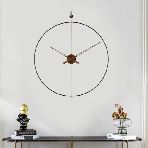 Minimalist Metal Ring Silent Large Wall Clock Iron Modern Design Home Black