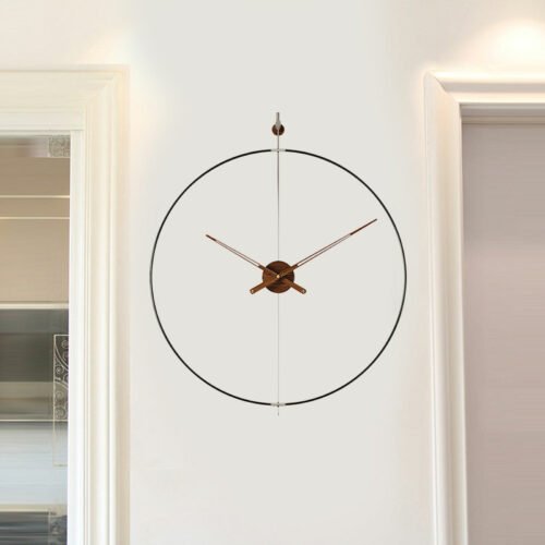 Minimalist Metal Ring Silent Large Wall Clock Iron Modern Design Home Black NEW