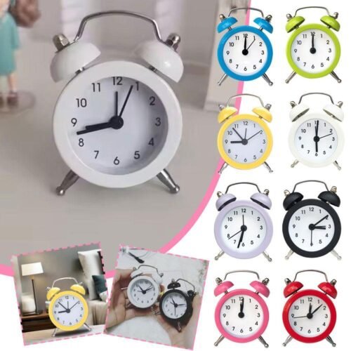 Mini Metal Twin Bell Alarm Clock Loud Clocks Vintage Bedside Analogue U7W3