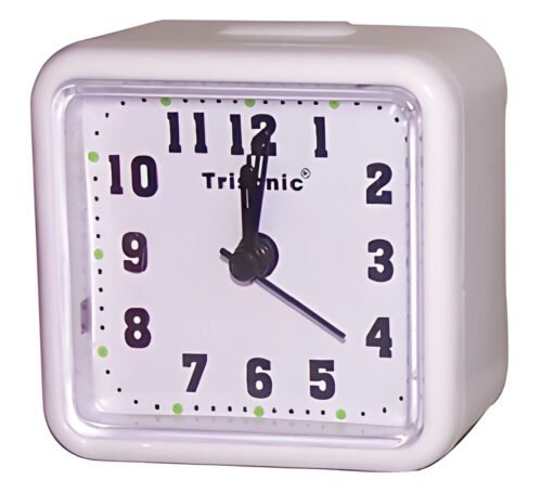 Mini Travel Alarm Clock Battery Operated Small Quartz Analog 12 Hour Tabletop
