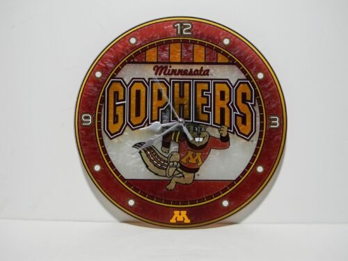 Minnesota Golden Gophers 12'' Premium Art Glass Goldy Logo Wall Clock
