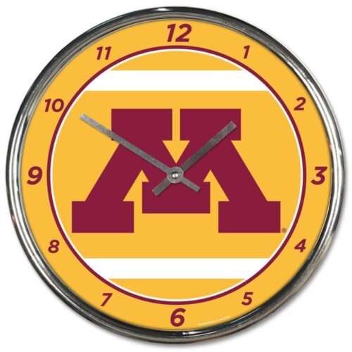 Minnesota Golden Gophers Chrome Round Wall Clock [NEW] Sign Banner Office Time