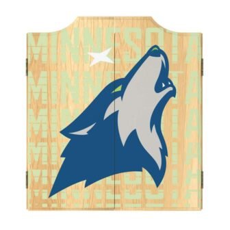 Minnesota Timberwolves City 20.5 in. Dart Board with Cabinet, Darts and Scoreboards