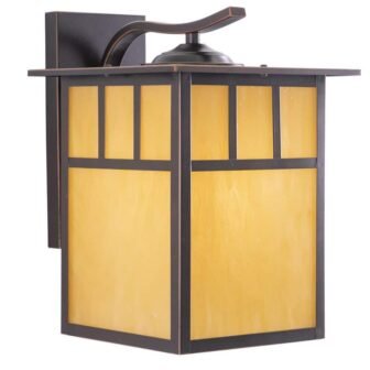 Mission 1 Light Bronze Rectangle Outdoor Wall Lantern Honey Glass