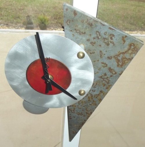 mix of metals Pendulum Wall Clock by Maris Taylor 11 1/2 " runs Free S/H