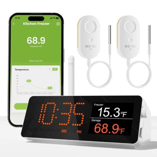 MOCREO WiFi Remote Thermometer Freezer Alarm, 1/3 Mile Long Range, with IP67 ...