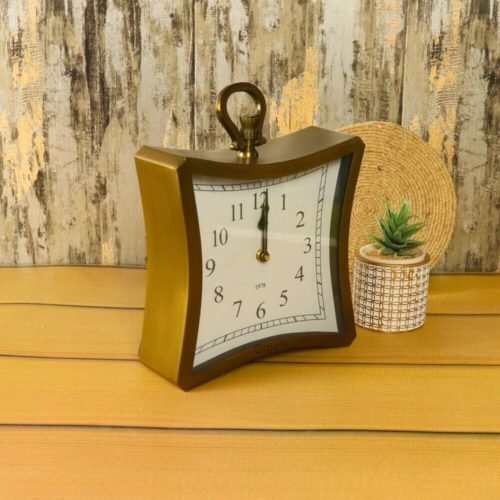 Model 1876 Versatile Table/Desk/Wall Clock - Brass & Aluminum Finish - Antique D