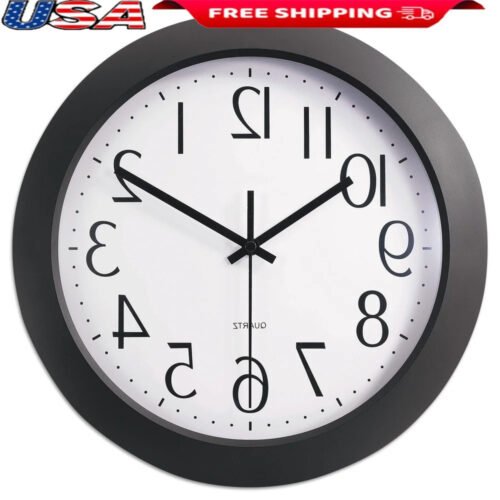 Modern 12 Inch Silent Sweep Wall Clock Large Easy Read Numbers round Atomic Desi