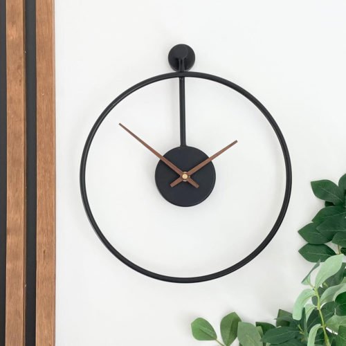 Modern 12 Inch Silent Wall Clock Black Metal Clock for Living Room, Bathroom