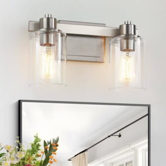 Modern 14 in. 2-Light Matte Black and Gold Bathroom Vanity Light with...