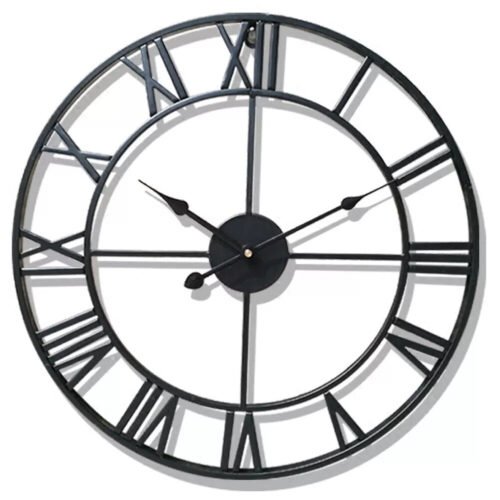 Modern 3D Large Wall Clocks Roman Numerals Retro Round Metal Iron