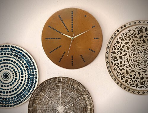 Modern Art Deco Silent Copper Wall Clock, Handmade Original Metal Wall Art Decor