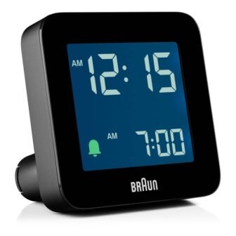 Modern Black Digital Alarm Clock with Snooze, Negative LCD Display and Quick