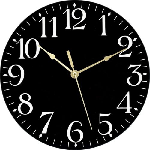 Modern Black Wall Clock for Living Room, Kitchen, Bedroom, Office, Bathroom, ...