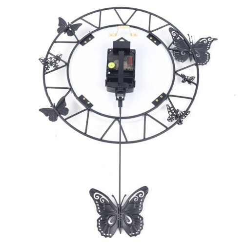 Modern Butterfly Wall Clock Metal Quartz Pendulum Non Ticking Clock Decoration