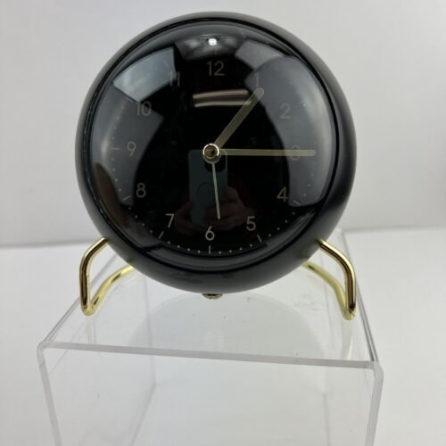 Modern Deco MCM Desk Alarm Clock Retro Bedroom Table Vintage Black Gold