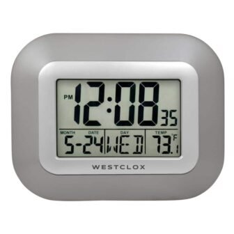 Modern Design Silver Easy To Read LCD Display Wall Clock with Large