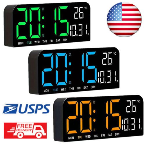 Modern Digital Clock Large Display with Temperature/Countdown/Auto Dimmer/Snooze