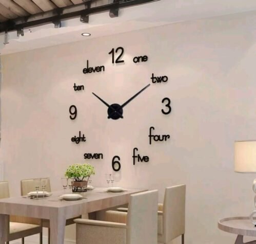 Modern DIY Large Wall Clock 3D CNC Cut Wooden Sticker Watch Decor