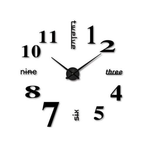 Modern DIY Large Wall Clock 3D Mirror Surface Sticker Big Number Watch Decor New