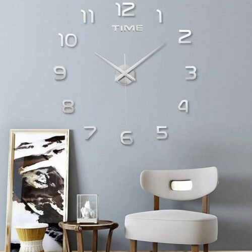 Modern DIY Large Wall Clock 3D Mirror Surface Sticker Home Decor Art Design US