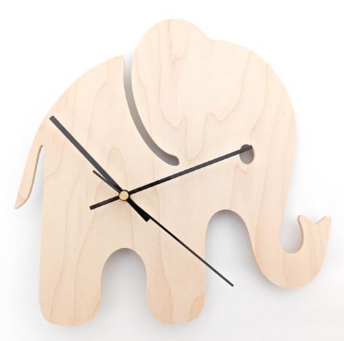 Modern Elephant Nursery Wall Clock