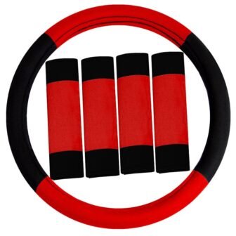 Modernistic Flat Cloth Steering Wheel Cover and 4-Seat Belt Pads