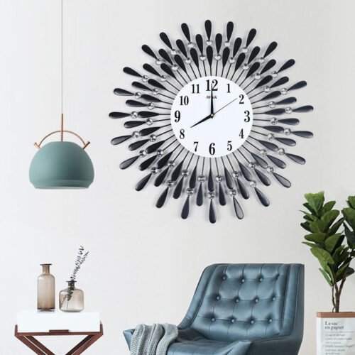 Modern Large Living Room Wall Clock 3D Luxury Style Metal Clocks Home Decor Art