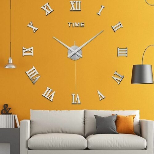 Modern Large Wall Clock 3D Mirror Sticker Unique Number Watch DIY Decor Home USA