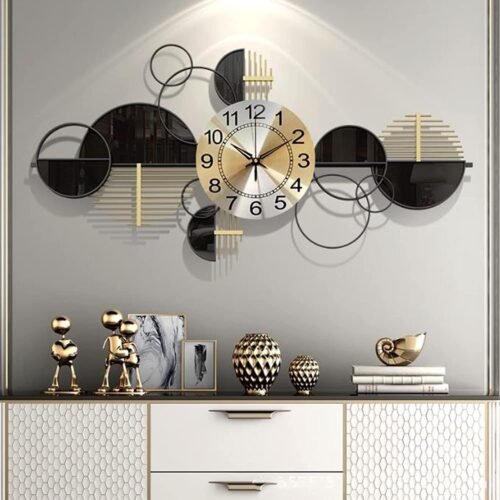 Modern Large Wall Clock Metal Decorative, 3D Creative Metal Art Dial Home Dec...