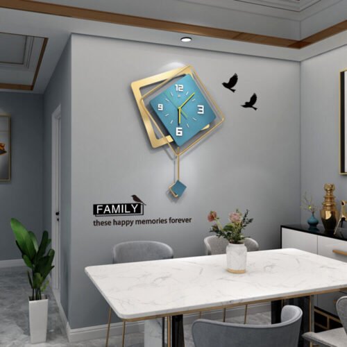 Modern Metal Large Wall Clock Silent Digital Hanging Wall Clock Home Art Decor
