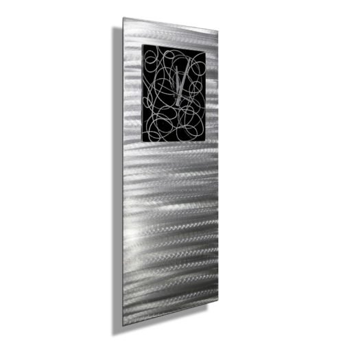 Modern Metal Wall Clock Art Silver Black Wall Sculpture Clock Decor Jon Allen