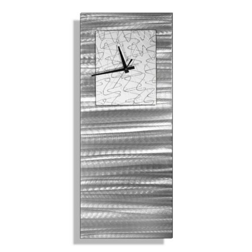 Modern Metal Wall Clock Art Silver White Wall Sculpture Hanging Decor Jon Allen