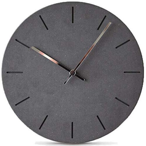 Modern Minimalist Concrete Misty Black Silent Wall Clock