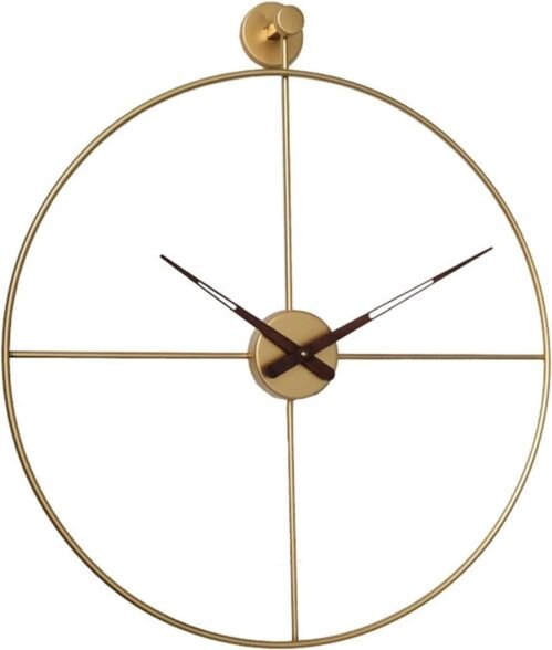Modern Minimalist Golden Wall Clock - Elegant Metal Frame with Simplistic Design