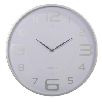 Modern Minimalistic Round Wall Clock, 18 inches, Silver