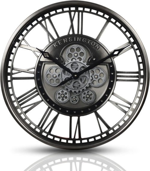 Modern Moving Gears Wall Clock for Living Room Decor,Industrial Steampunk Unique