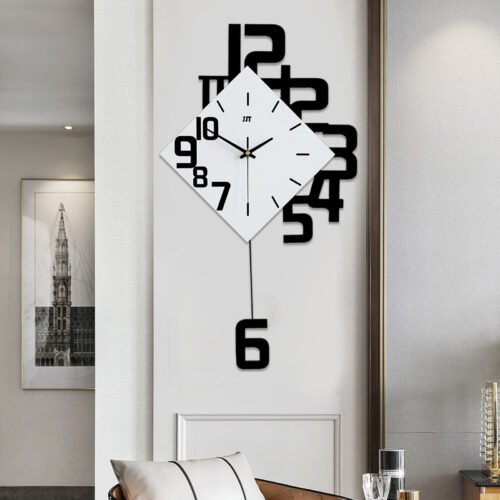 Modern Nordic Style Pendulum Clocks Wall Hanging Clock Living Room Art Decor