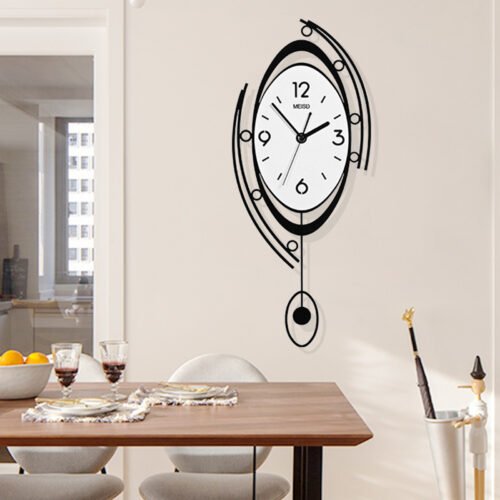 Modern Nordic Wall Clock 3D Creative Clock Living Room Wall Art Decor Oval