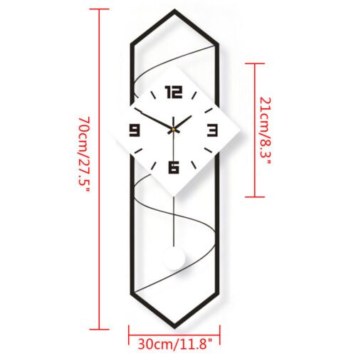 Modern Pendulum Clock Metal Wood Wall Clock Rectangle Wall Clock Decorative USA