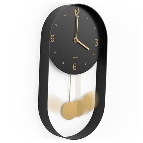 Modern Pendulum Wall Clock - Decorative and Unique Metal 1. Black (Metal)