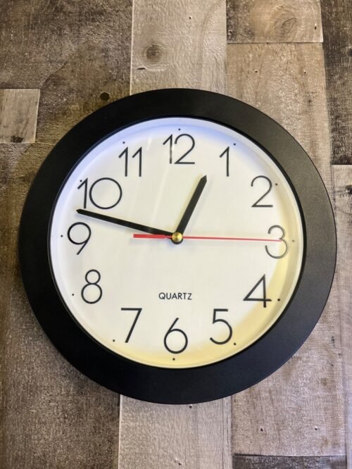 Modern pop-art 9.5" minimalist classroom-style quartz wall clock. Tested!