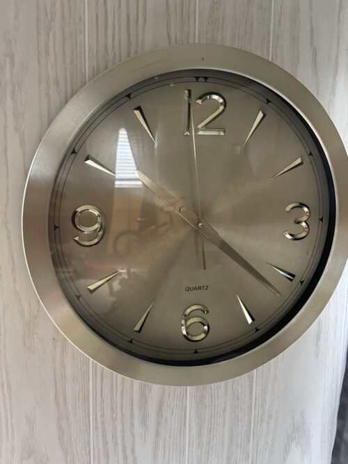 Modern Quartz Wall Clock – Brushed Gold Tone – 12”