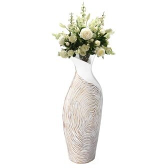 Modern Ribbed Style Designed Table Vase for Entryway Dining or Living Room,...