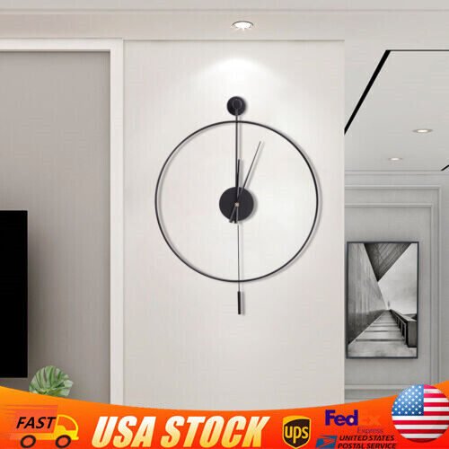 Modern Round Wall Clock Unique Design Silent Quartz Movement For Office, Study