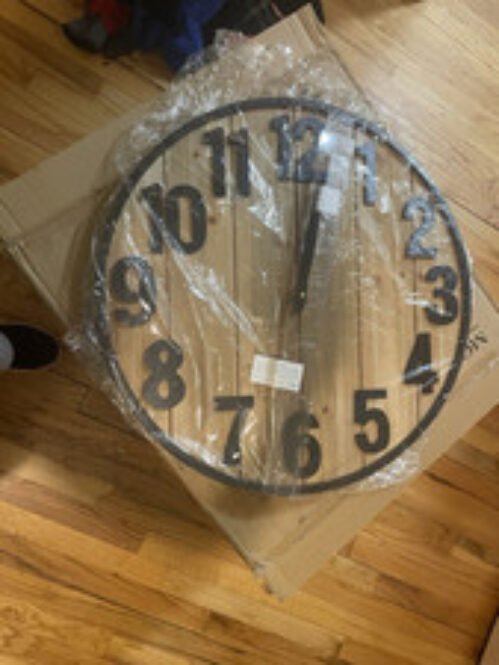 Modern Rustic Wood Farmhouse Wall Clock, 24 Inch - Giant Oversized Vintage