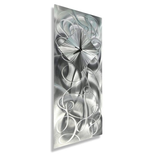 MODERN SILVER Metal Wall Clock Art Sculpture Abstract Decor ORIGINAL Jon Allen