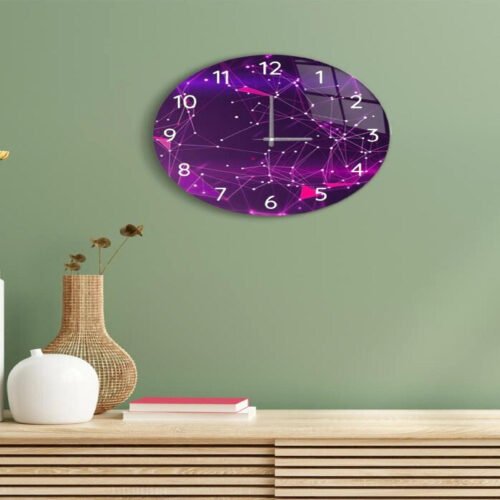 Modern Tempered Glass Wall Clock: Abstract Wood Grain & Marble Design